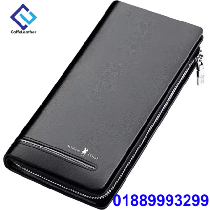 William Polo Black | Men’s Long Style Cow Leather Wallet
